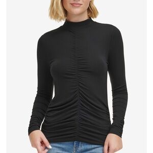 Calvin Klein Jeans Women's Mock-Neck Shirred-Front long sleeves Top size L